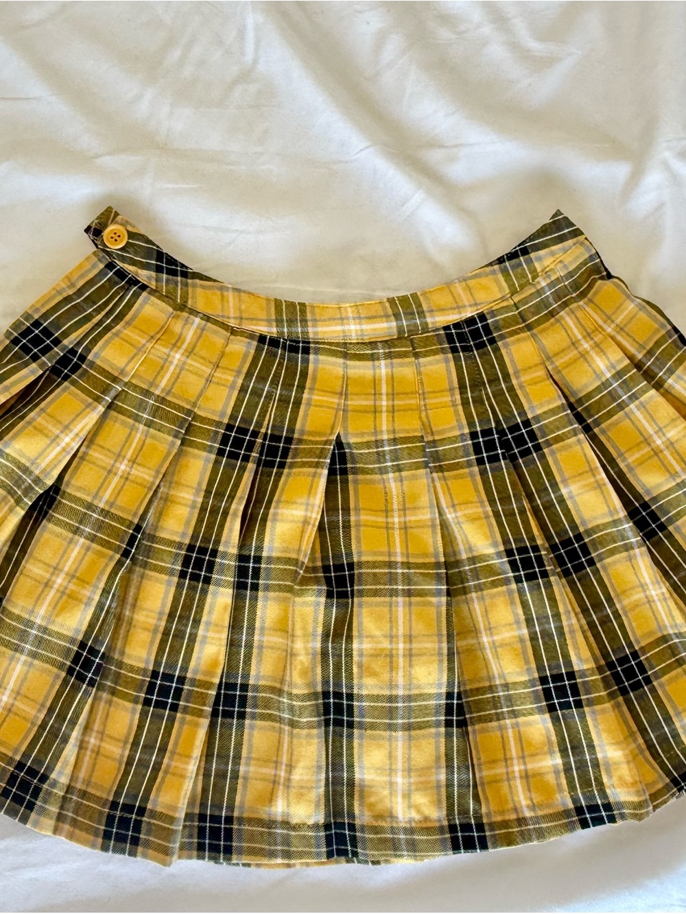 Forever 21 Yellow Plaid Pleated Skirt